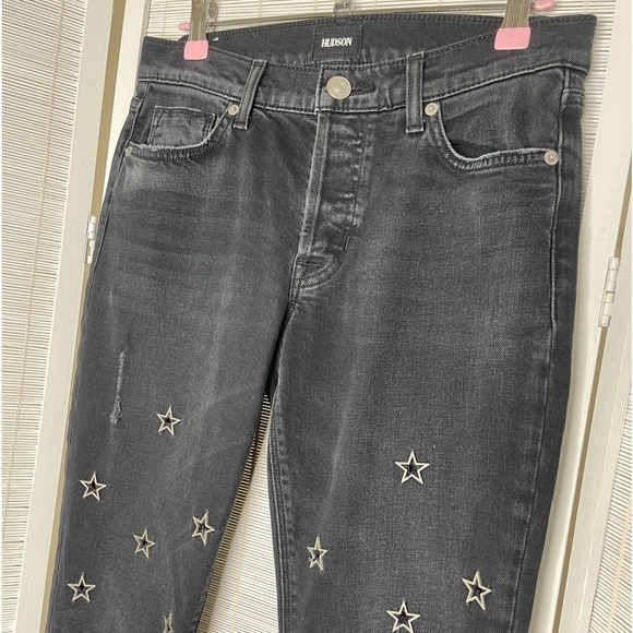 Hudson Riley Crop Relaxed Straight Leg Jeans Myth Black Size 25 - Picture 2 of 7